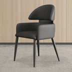 Brown Curved Back Anti-cat Scratch Leather Dining Chairs