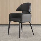 Brown Curved Back Anti-cat Scratch Leather Dining Chairs