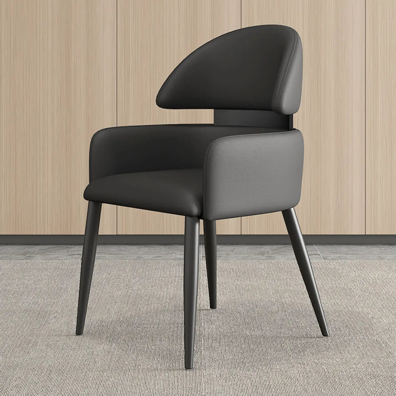 Brown Curved Back Anti-cat Scratch Leather Dining Chairs