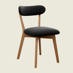 Walnut Wood Mid-Century Modern Upholstered Dining Chair