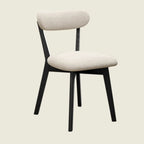 Walnut Wood Mid-Century Modern Upholstered Dining Chair