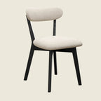 Walnut Wood Mid-Century Modern Upholstered Dining Chair