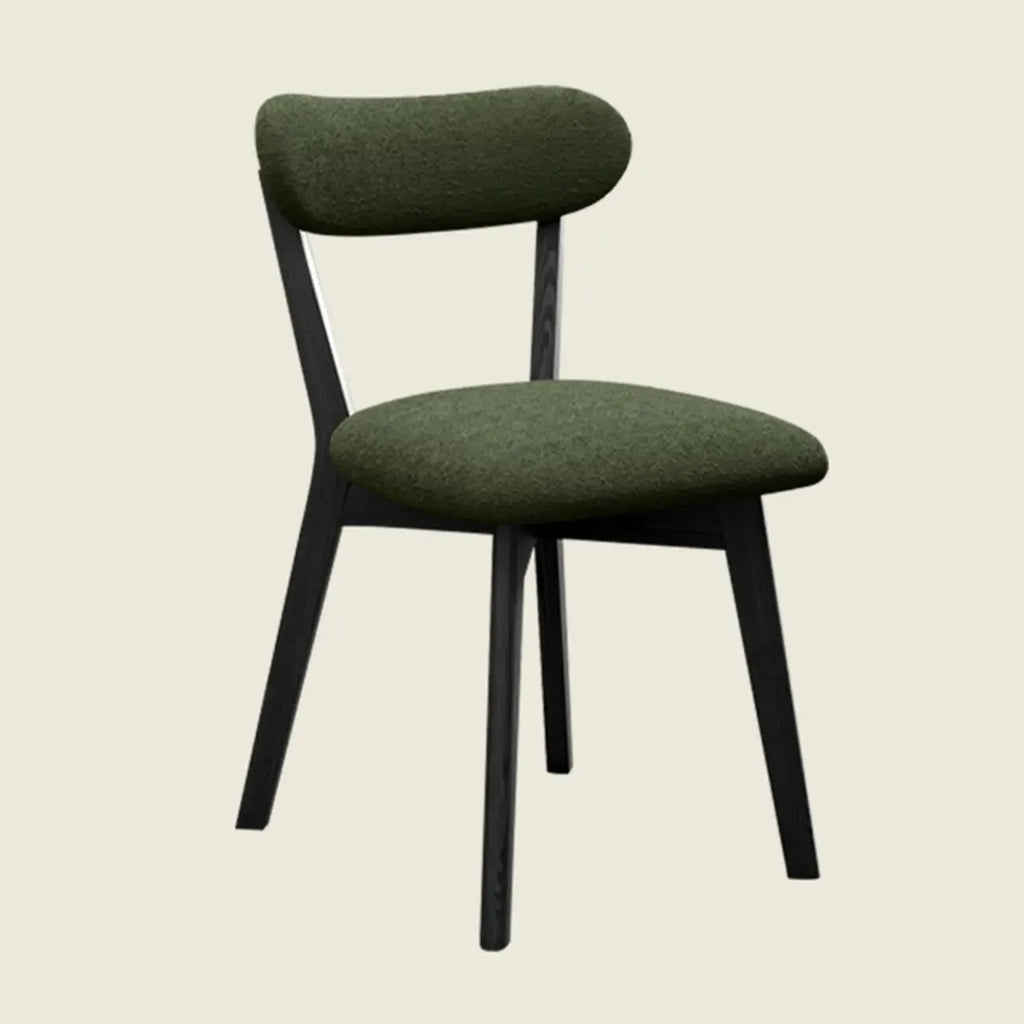 Walnut Wood Mid-Century Modern Upholstered Dining Chair