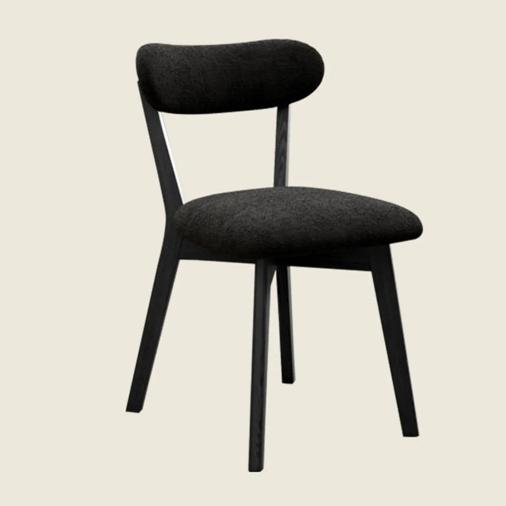 Walnut Wood Mid-Century Modern Upholstered Dining Chair