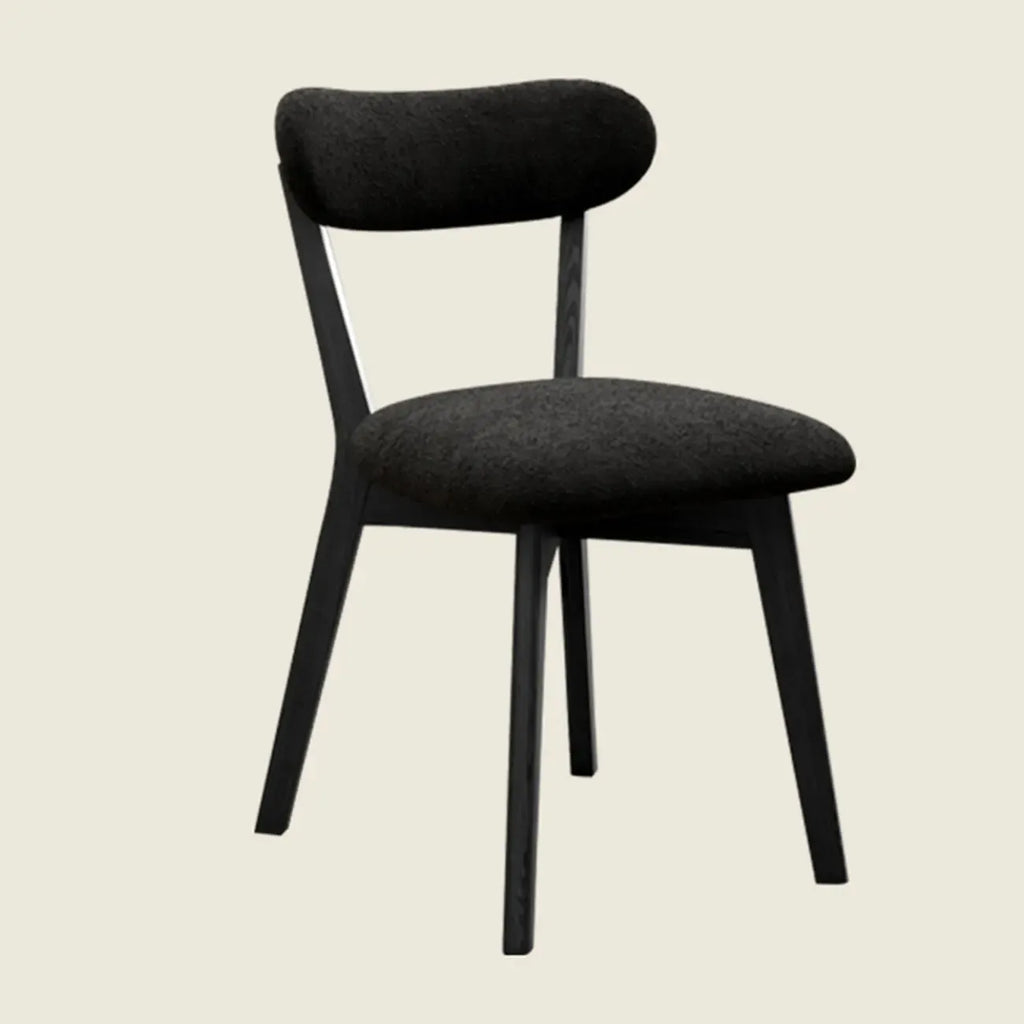 Walnut Wood Mid-Century Modern Upholstered Dining Chair