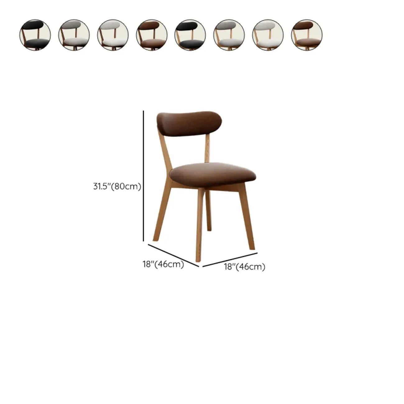 Walnut Wood Mid-Century Modern Upholstered Dining Chair