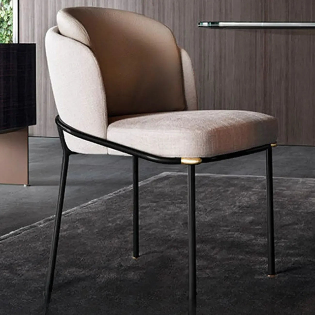 Curved Back Houndstooth Pattern Upholstered Dining Chair