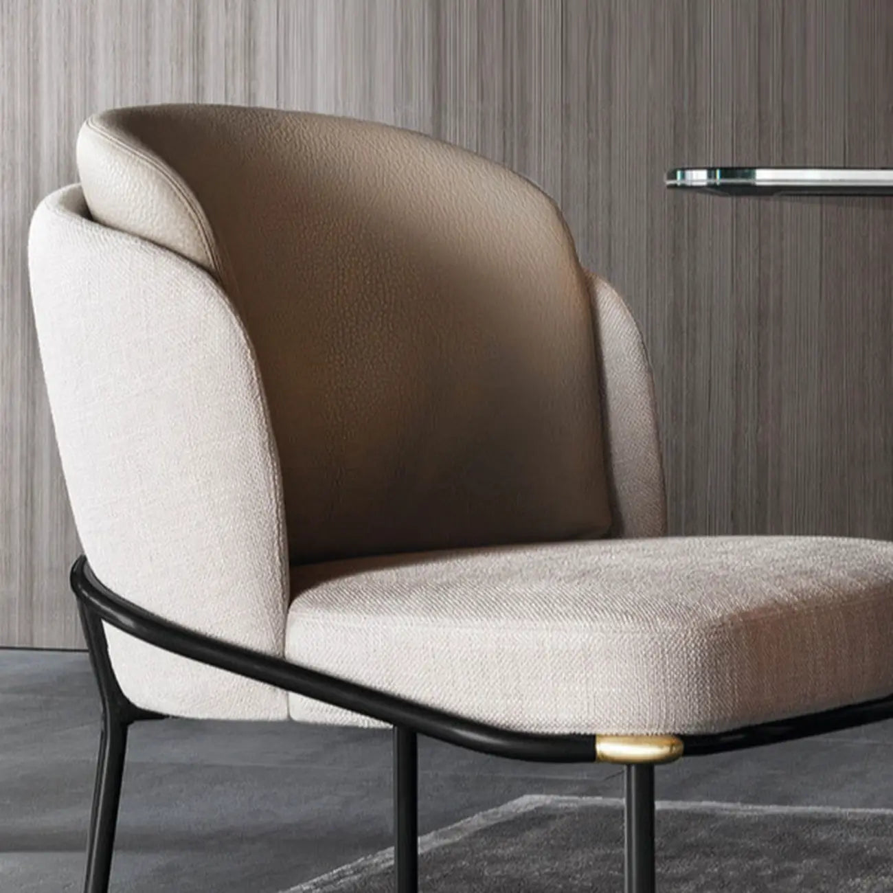 Curved Back Houndstooth Pattern Upholstered Dining Chair