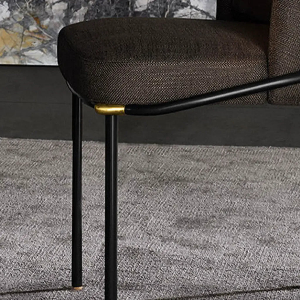 Curved Back Houndstooth Pattern Upholstered Dining Chair