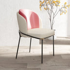 Curved Back Houndstooth Pattern Upholstered Dining Chair