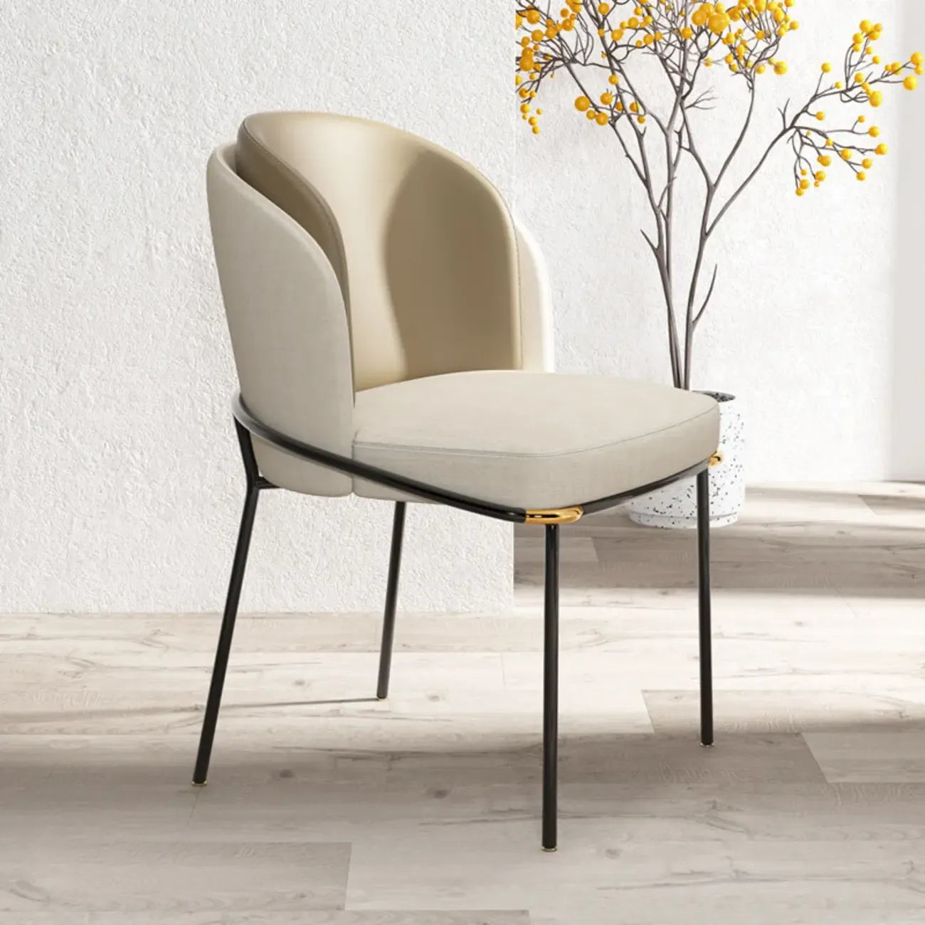 Curved Back Houndstooth Pattern Upholstered Dining Chair