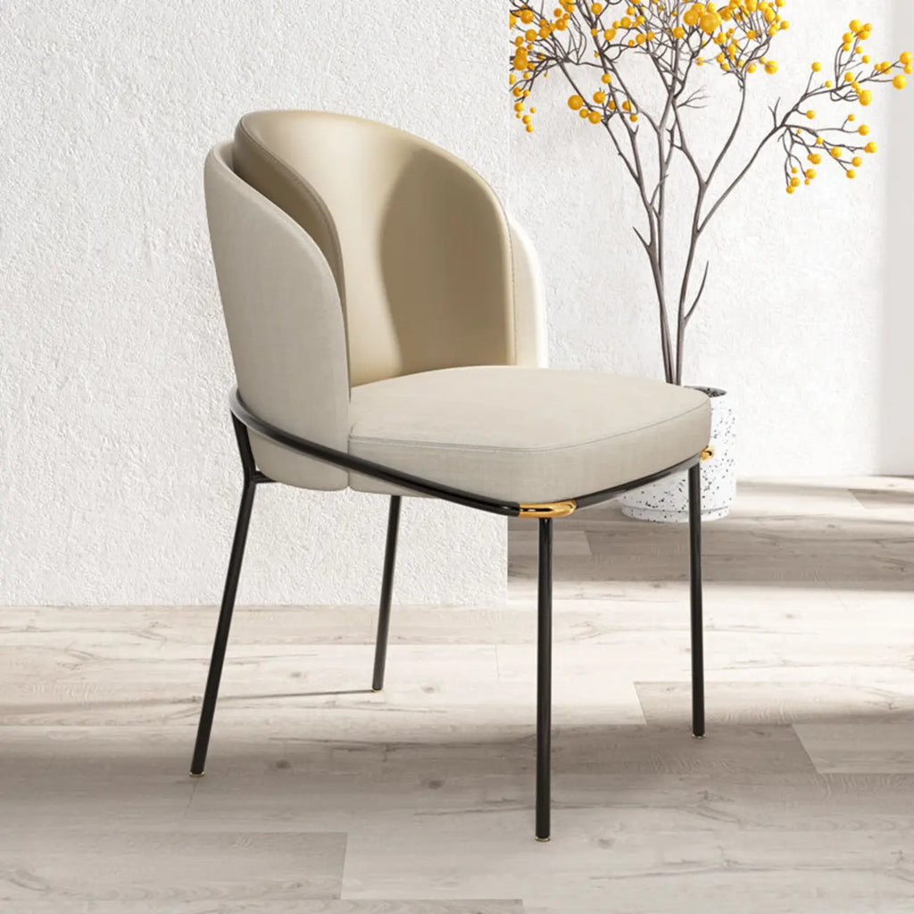 Curved Back Houndstooth Pattern Upholstered Dining Chair
