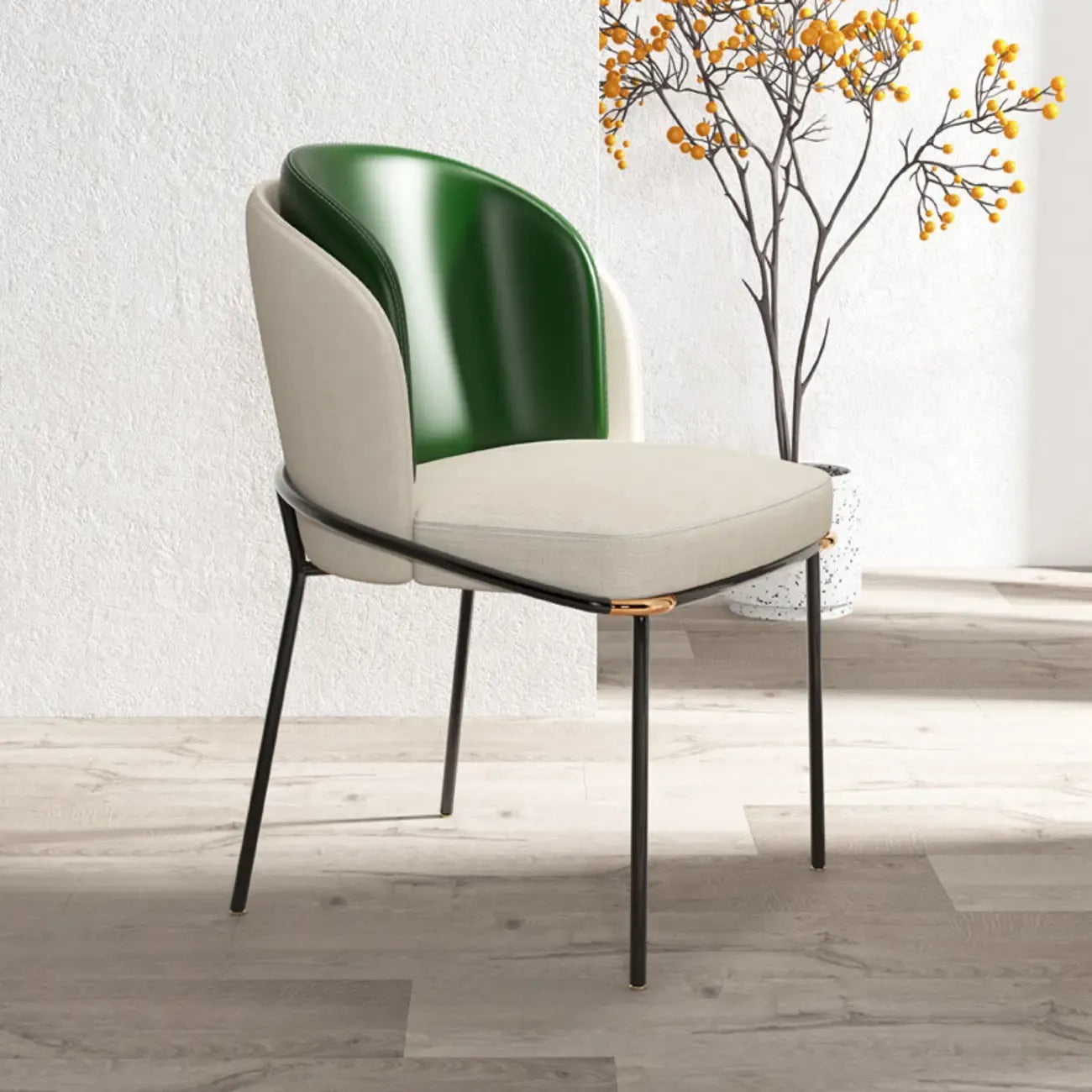 Curved Back Houndstooth Pattern Upholstered Dining Chair