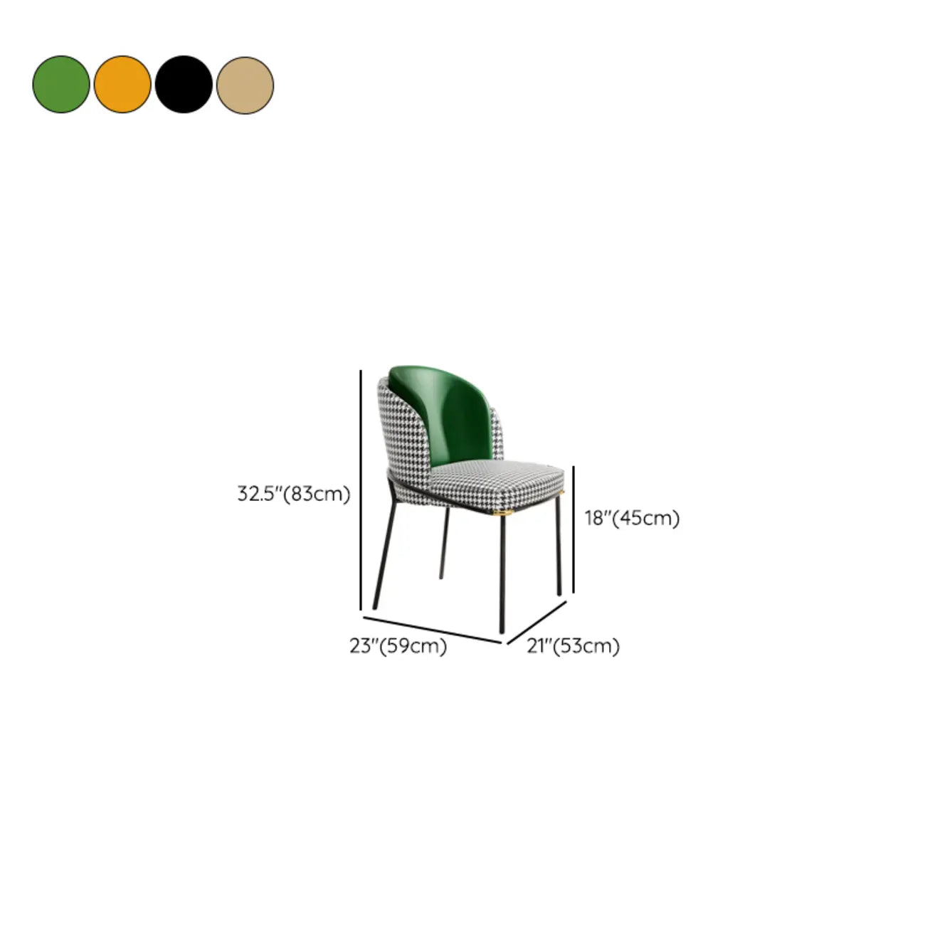 Curved Back Houndstooth Pattern Upholstered Dining Chair