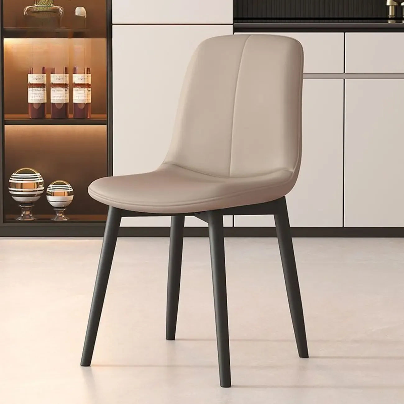 Contemporary Mid Back Dining Chairs With Metal Legs