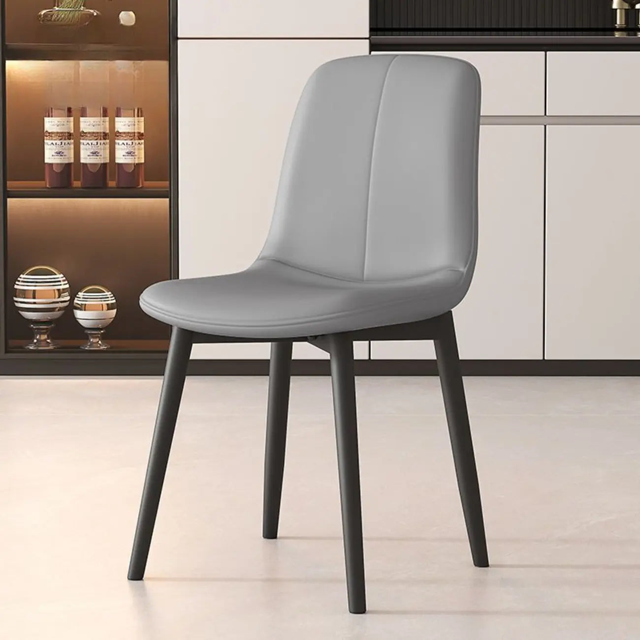 Contemporary Mid Back Dining Chairs With Metal Legs