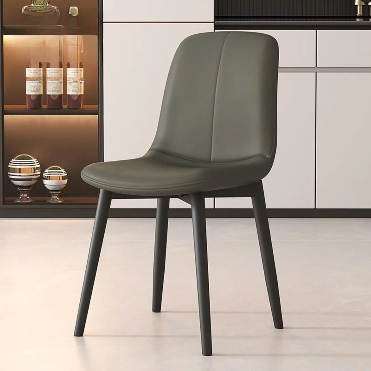 Contemporary Mid Back Dining Chairs With Metal Legs