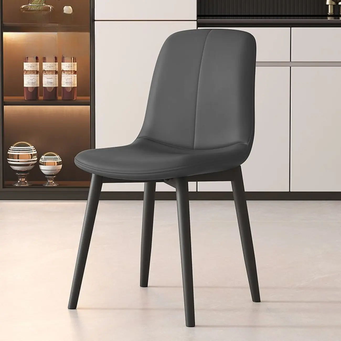 Contemporary Mid Back Dining Chairs With Metal Legs