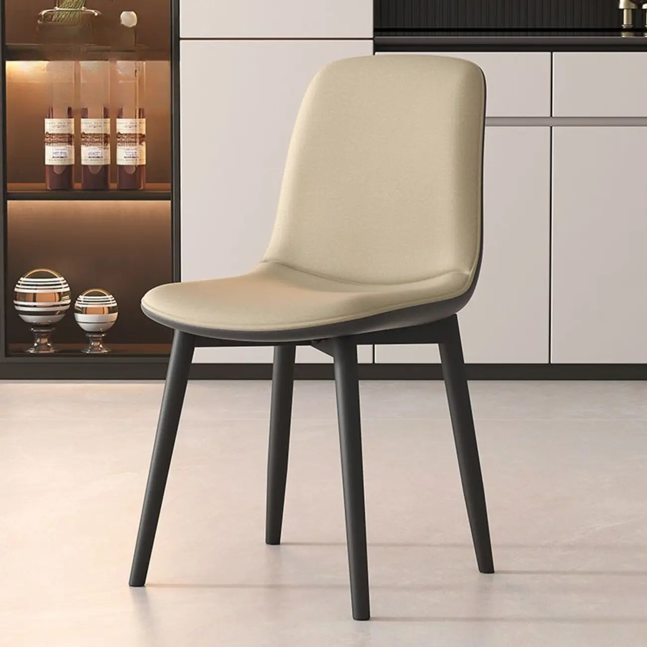 Contemporary Mid Back Dining Chairs With Metal Legs