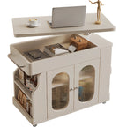 Multi-levelled Fold Away Chairside Table with Roller Wheels