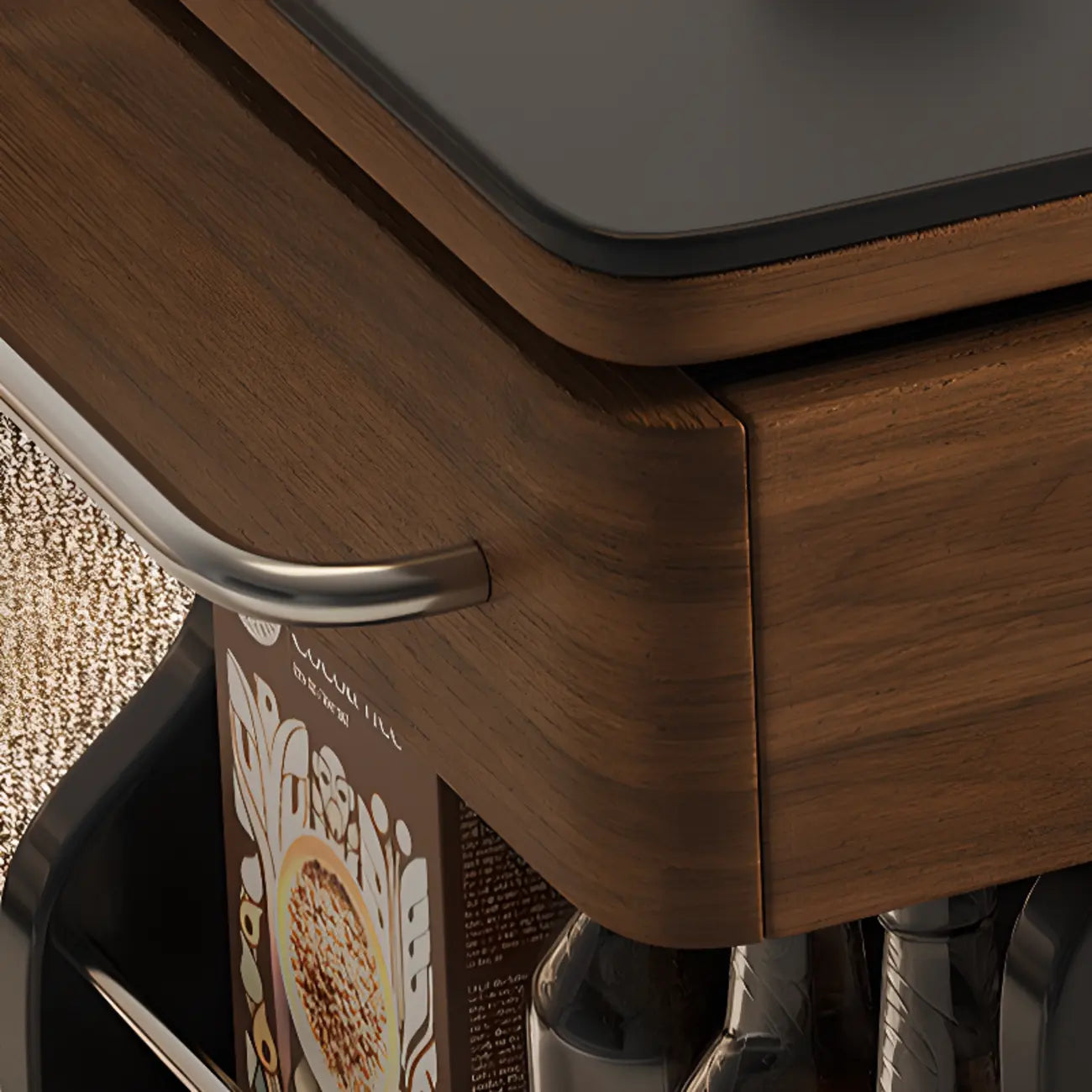 Multi-levelled Fold Away Chairside Table with Roller Wheels