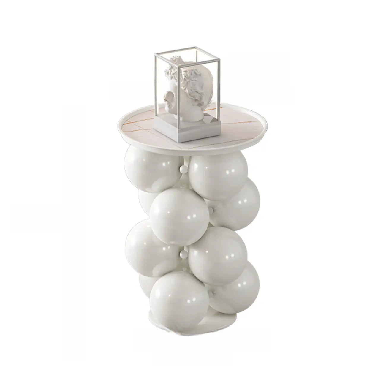 Artistic Modern Pedestal Metal Side Table with Stone Top