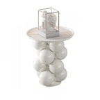 Artistic Modern Pedestal Metal Side Table with Stone Top