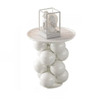 Artistic Modern Pedestal Metal Side Table with Stone Top