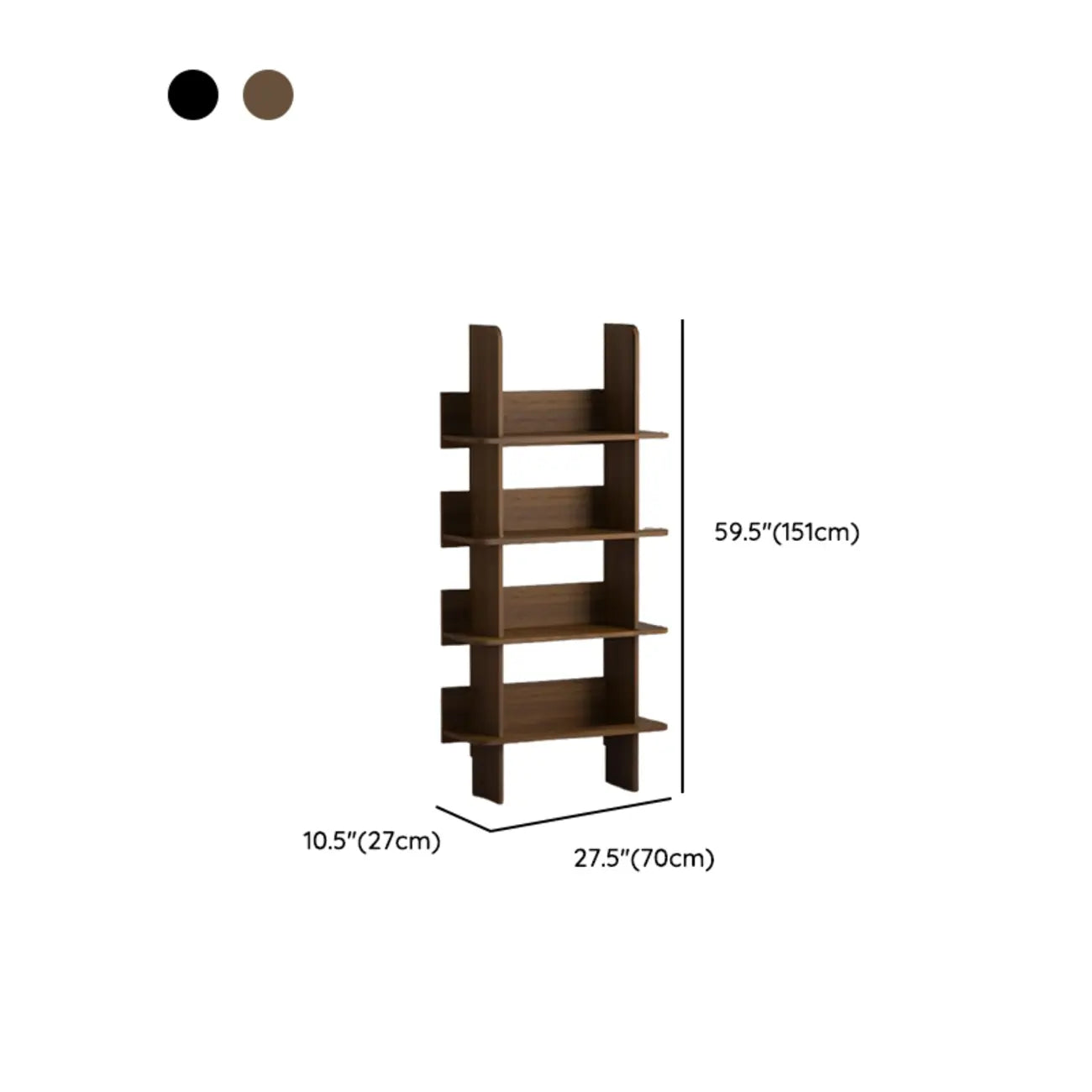 Contemporary 4-tier Wood Vertical Open Back Bookshelf