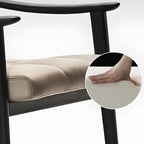 White Tufted Upholstered Wood Dining Chairs With Armrest