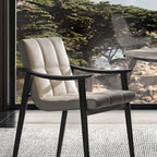 White Tufted Upholstered Wood Dining Chairs With Armrest