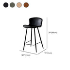 Mid-Century Modern Leather Bucket Bar Stools with Low Back