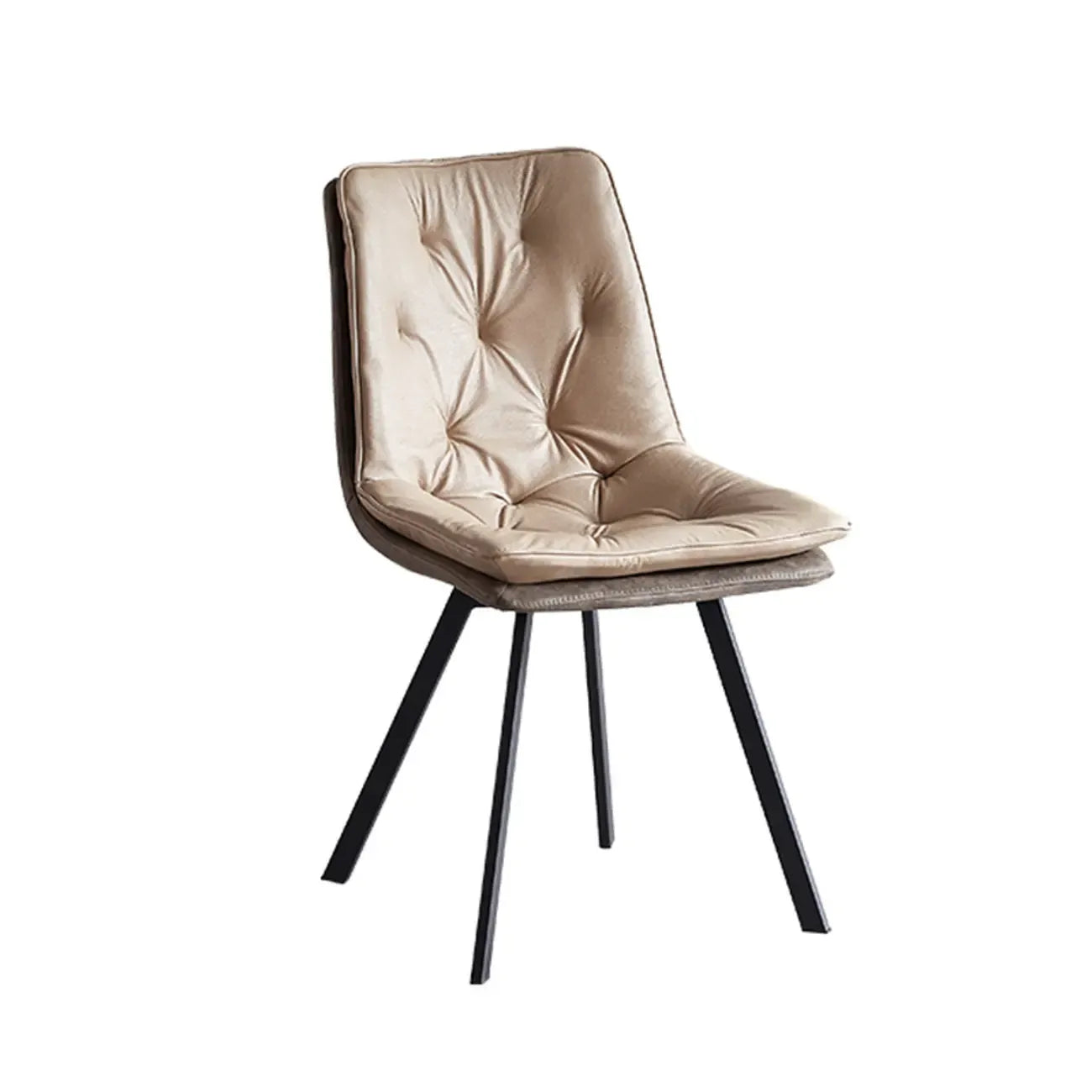 Nordic ButtonTufted Faux Leather Dining Chair Low Back