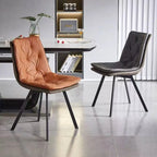 Nordic ButtonTufted Faux Leather Dining Chair Low Back