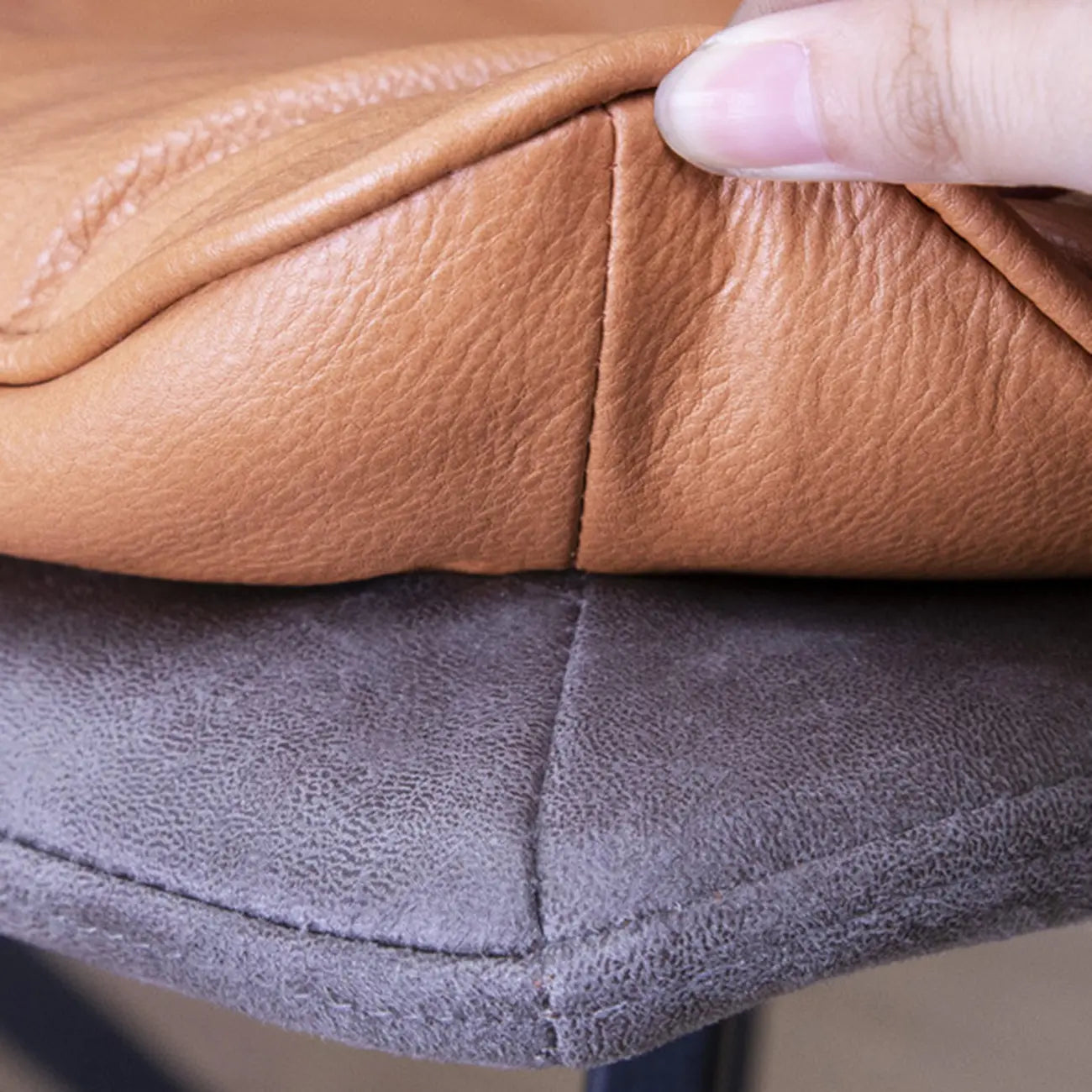 Nordic ButtonTufted Faux Leather Dining Chair Low Back