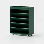 5-tier Rubberwood Vertical Storage Bookcase with Wheels