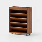 5-tier Rubberwood Vertical Storage Bookcase with Wheels