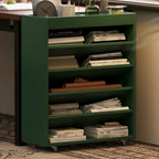 5-tier Rubberwood Vertical Storage Bookcase with Wheels