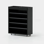 5-tier Rubberwood Vertical Storage Bookcase with Wheels