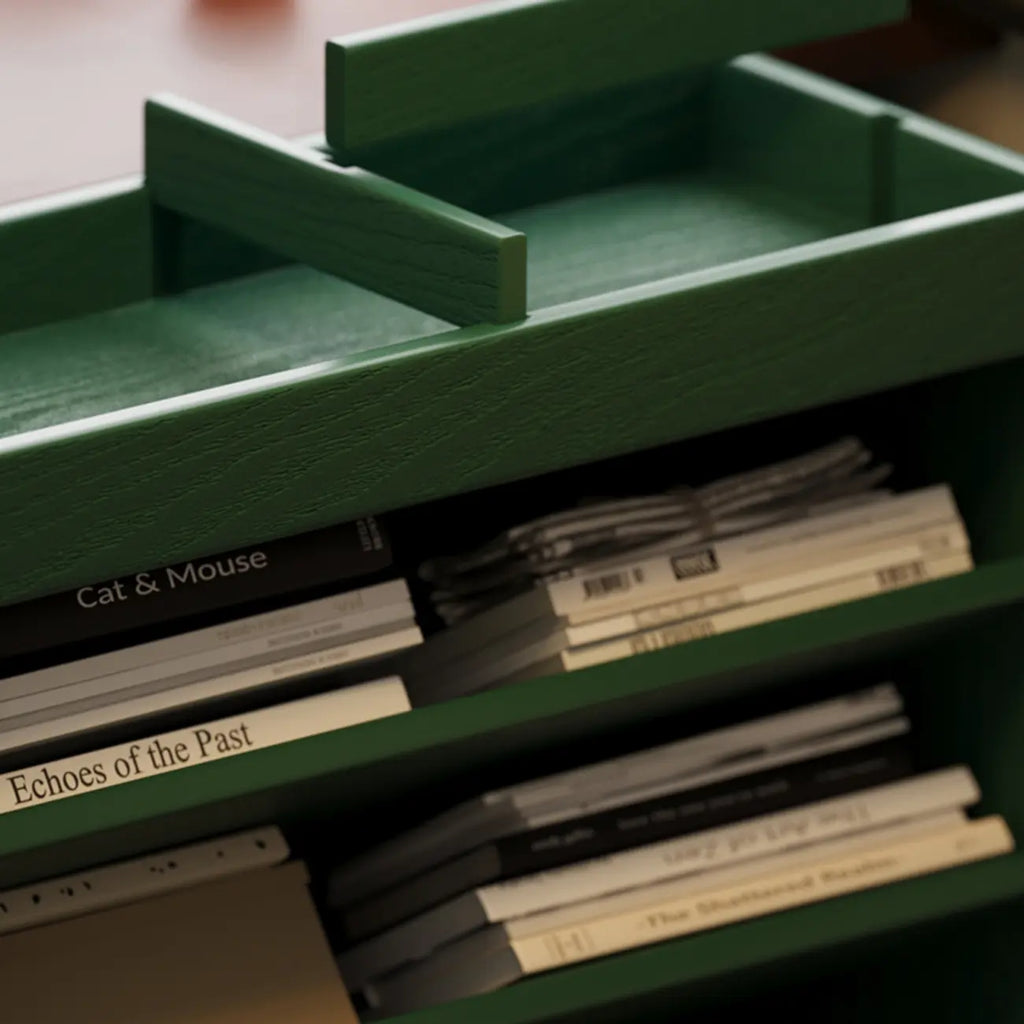 5-tier Rubberwood Vertical Storage Bookcase with Wheels