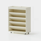 5-tier Rubberwood Vertical Storage Bookcase with Wheels