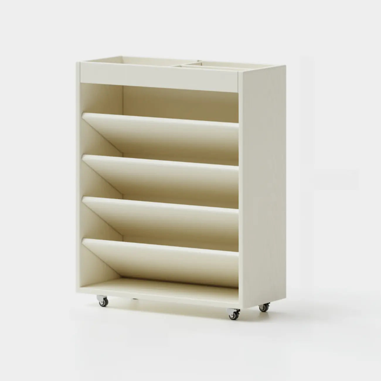 5-tier Rubberwood Vertical Storage Bookcase with Wheels