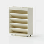 5-tier Rubberwood Vertical Storage Bookcase with Wheels