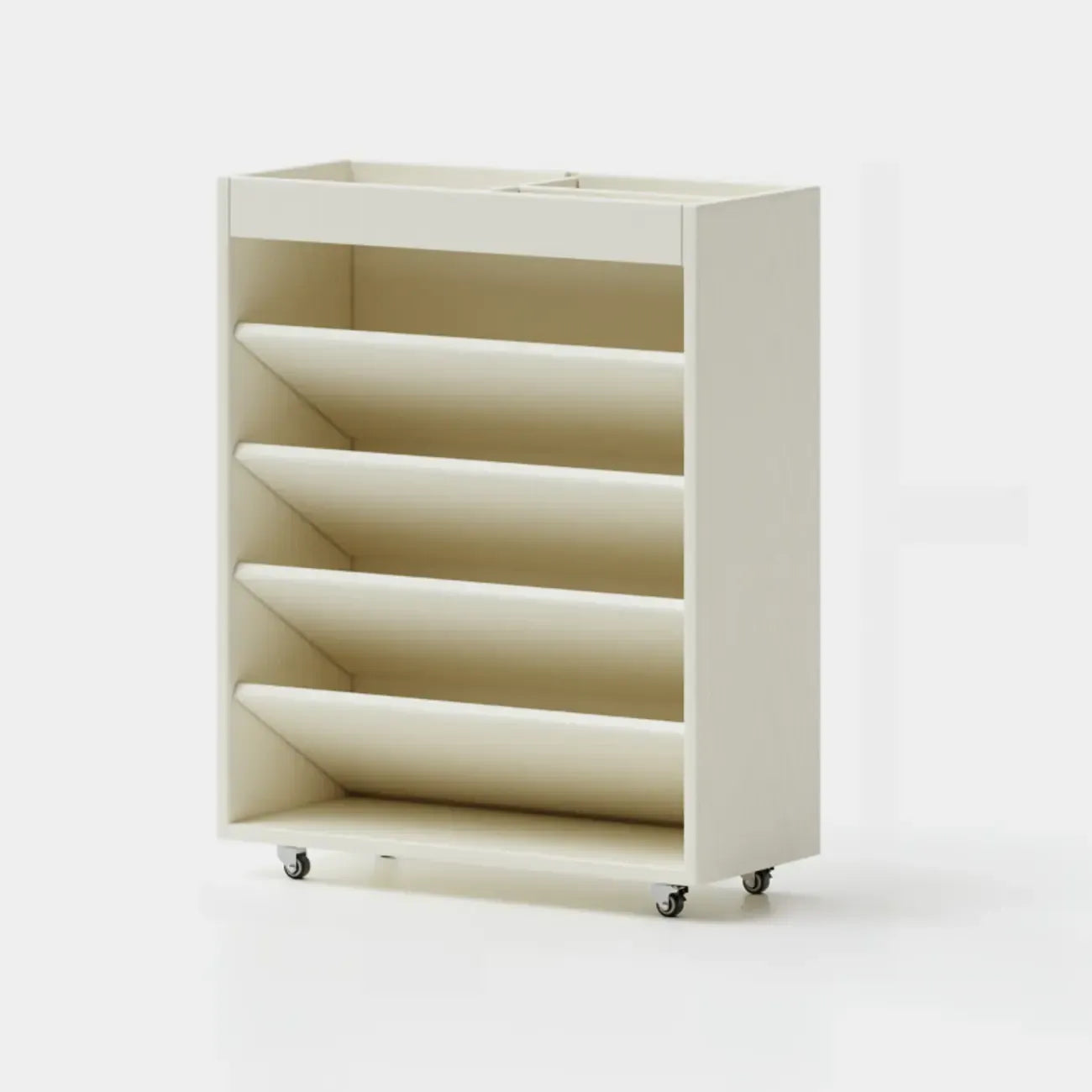 5-tier Rubberwood Vertical Storage Bookcase with Wheels