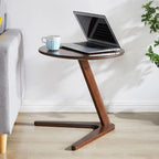 Mid-century Abstract Wood Round C Shaped End Table