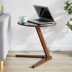 Mid-century Abstract Wood Round C Shaped End Table