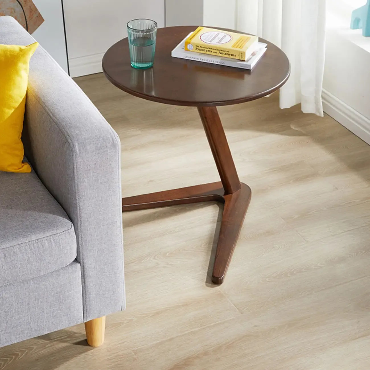 Mid-century Abstract Wood Round C Shaped End Table