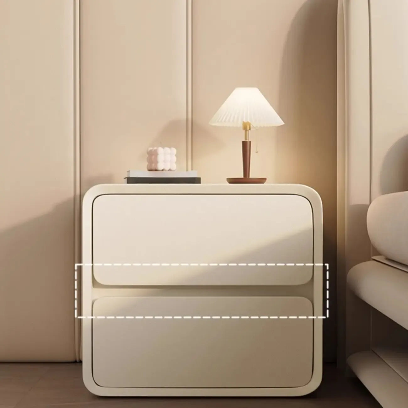 Curved Modern Faux Leather Pleather Nightstand