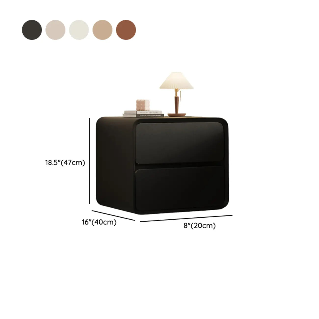 Curved Modern Faux Leather Pleather Nightstand