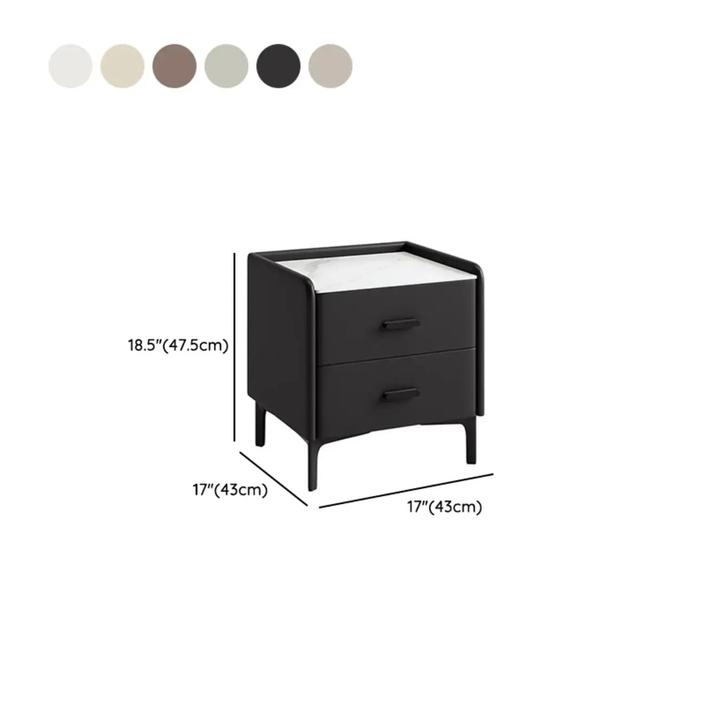 Elegant Modern Faux Leather Stone Top Nightstand